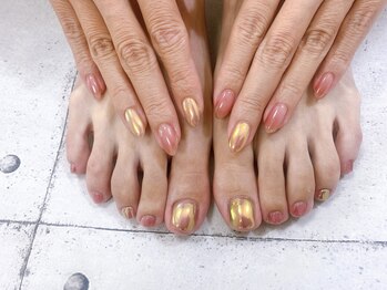 ネイル ビューティーマジック 葛西本店/手足お揃いオーロラネイル