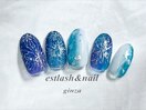 ブルー水色 花火ネイル