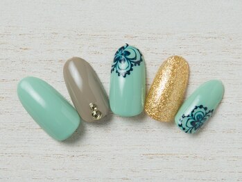 ア ネイル(A nail)/手書きカーキ【つけ放題】