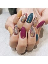アース 豊橋店(HAIR & MAKE EARTH)/くすみ系タイダイ柄ネイル