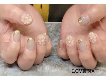 ラブネイル(LOVE NAIL)/ぷっくりお花ネイル