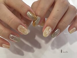 オレンジベージュぷっくりミラー