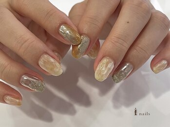 アイネイルズ 吉祥寺店(I nails)/オレンジベージュぷっくりミラー