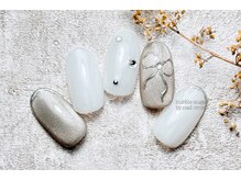 バブル シュガー バイ ネイルクローネ(bublle sugar by.nail crone)/シルバーリボンネイル