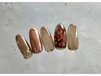 ハートブラウンネイル¥6980