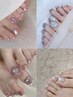 【フットネイル】マグネット＋ストーン/パールつけ放題/アートも◎　¥8,900