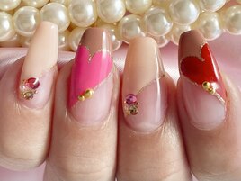 ハート斜めフレンチネイル