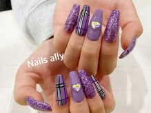ネイルズアリー 立川店(Nails ally)/スカルプ×パープルチェック