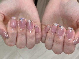 推し花ミラーフレンチネイル