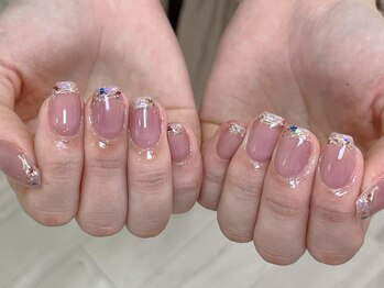 オーシャン 銀座店(OCEAN)/推し花ミラーフレンチネイル