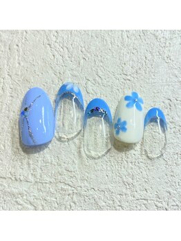 ケージュール(Kjour)/水色フレンチ　フラワー