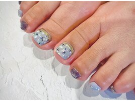 紫陽花カラー押し花ネイル