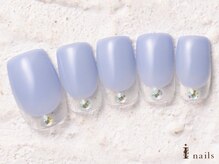 アイネイルズ 横浜WEST店(I-nails)/逆フレンチクリアビジュー8000円