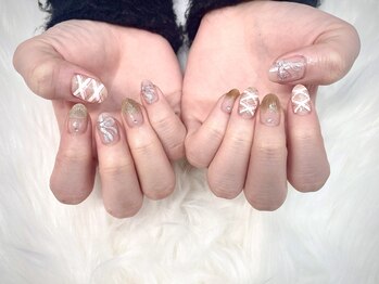 イマージュ(image)/リボン×チェックネイル☆SAYAKA