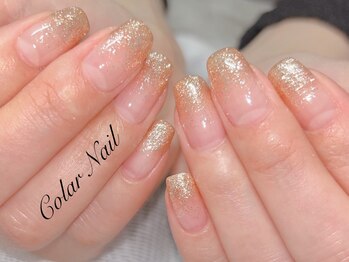 コラールネイル 本町(Colar Nail)/大人の華やぎ オレンジラメ