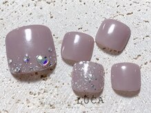 ネイルアトリエルカ(nail atelier LUCA)/W-126 くすみピンク×キラキラ