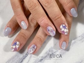 W-175 大人可愛い紫陽花ネイル