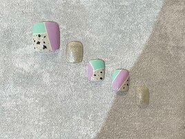 ひょう柄×パープル×グリーン