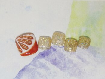 ネイルライフ(NailLife)/7月オレンジネイル夏