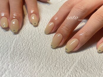 ネイルサロン イントゥ(into_)/イエロー　ストーン　ラメ
