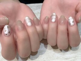 白パール×ピンクネイル