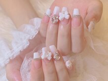 アイネイルズ 四条河原町店(I-nails)/ホワイトワンホンリボン