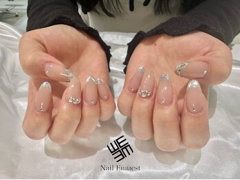 ネイル エミュスト(Nail Emuest)/キラキラ☆ガラスフレンチ