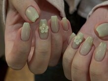 アイネイルズ 渋谷店(I nails)/【Saki.o】ぷっくりお花グリーン
