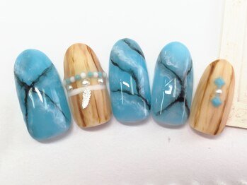 ネイルサロン トリック(Nail Salon TRICK)/ウッドネイル&ターコイズ