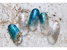 ネイルクローネ(nail crone)/スカイブルーのキラキラさざ波