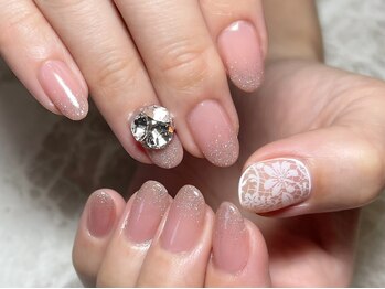 レディグリッター(Lady glitter)/レース&ビジュー&ラメグラデ