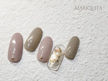 ネイルサロン マリキータ(MARIQUITA)/アースカラー×クリアシェル