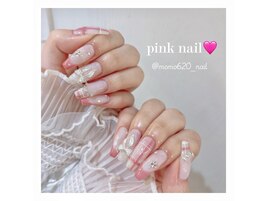 ピンクチェックネイル＊momoka