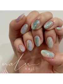 クリアフレンチ/貝殻ネイル