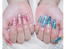 Mネイル/ラメフレンチ|ホログラム