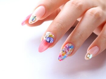 カラフルベースフラワーnail