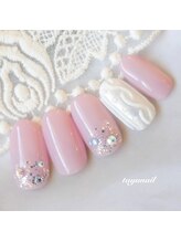 たゆ ネイル(たゆnail)/キラキラピンクニットネイル☆