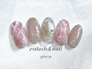 ピンクベージュ大理石風ネイル
