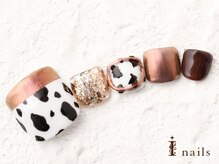 アイネイルズ 横浜WEST店(I-nails)/牛柄フットネイル　9480円