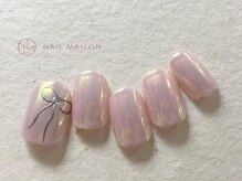 ネイルメゾン 梅田(NAIL MAISON)/オフィスピンクミラーリボン