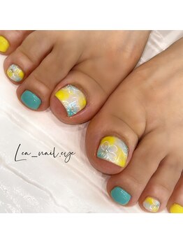 footネイル＊カラフルフラワー