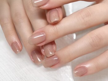 大人ピンクシンプルネイル生駒