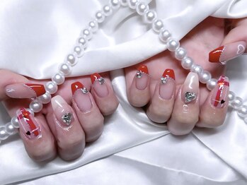 赤/クリスマス/チェック/ハート