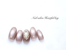 ネイルサロン ハートフルキー(Heartful key)/フラマグ×ビジューパーツ¥10500