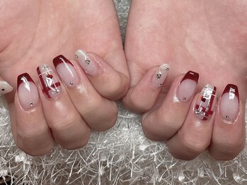 レアネイル 新宿(le'a nail)/赤チェックネイル
