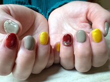 アミュリー ネイル アトリエ(Amury nail atelier)/マグネット ボルドー ちぐはぐ
