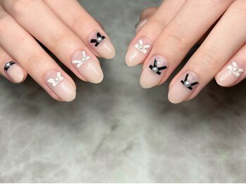 ブリスフルハピネス(Blissful happiness)/持ち込みリボンデザインネイル