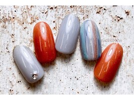 オレンジ×ブルーグレーボーダー