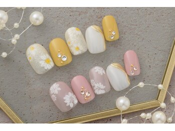 ネイルサロンプリッシュ 横浜店(prish)/7000円 ミラー 花ネイル