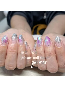 ジェルメ(germer)/オーロラで梅雨ネイル♪